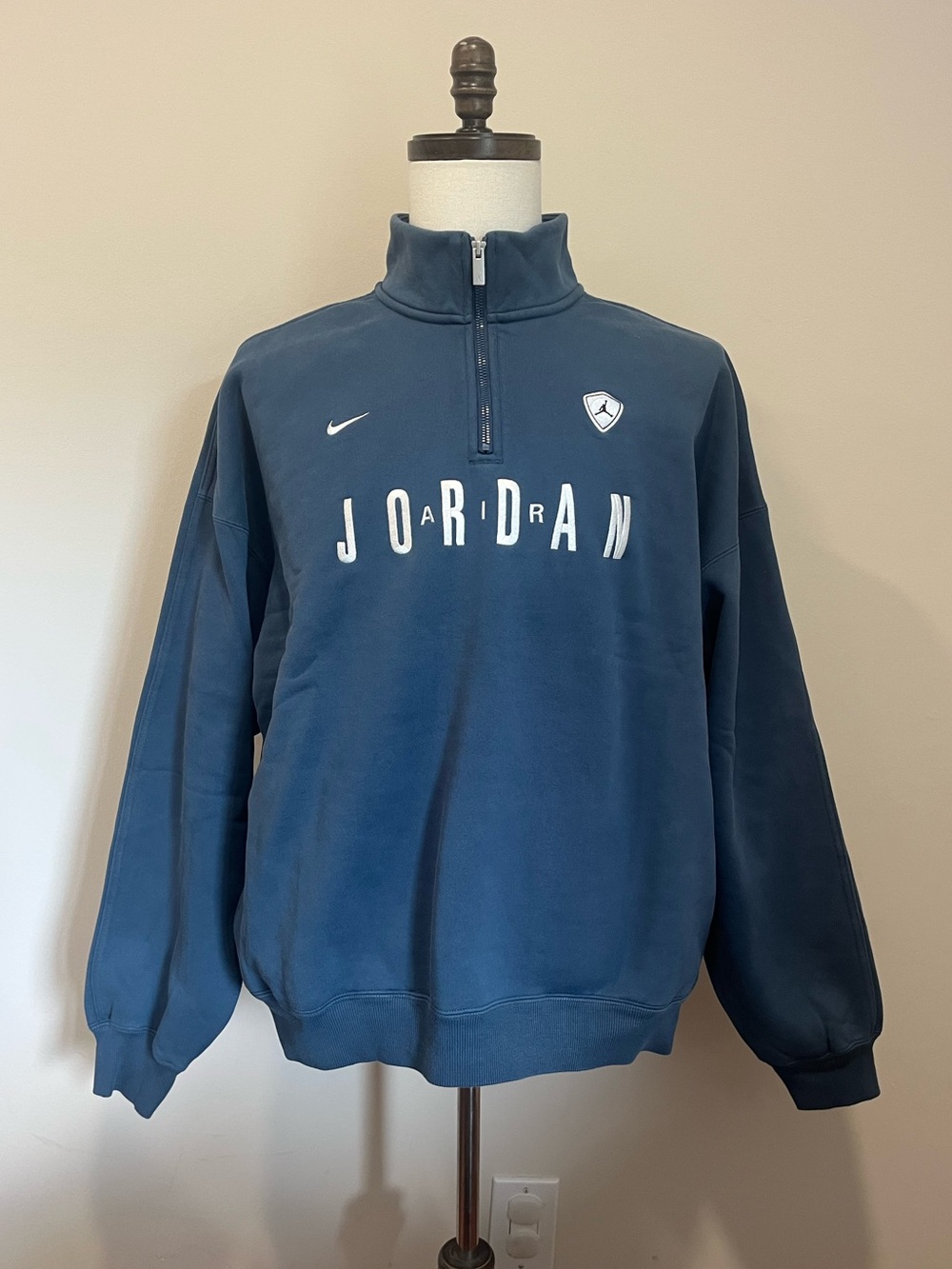 NWT $125 Nike Jordan Flight Men's Graphic Fleece 1/4-Zip Blue Large